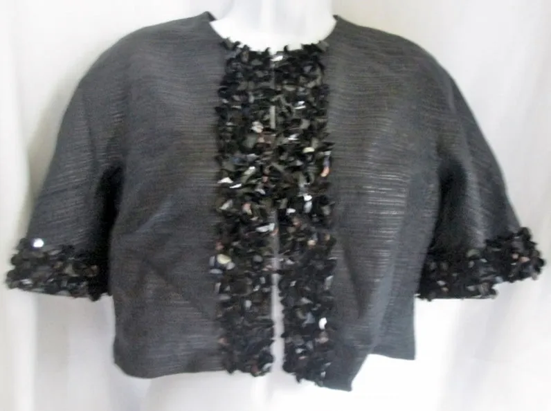 NWT NEW TRINA TURK Womens CAVIAR JACKET BOLERO Crop Coat 4 BLACK $358