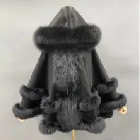 ON SALE-Hooded Cashmere with fur trim