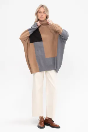 Oversized Turtleneck, Grey Combo