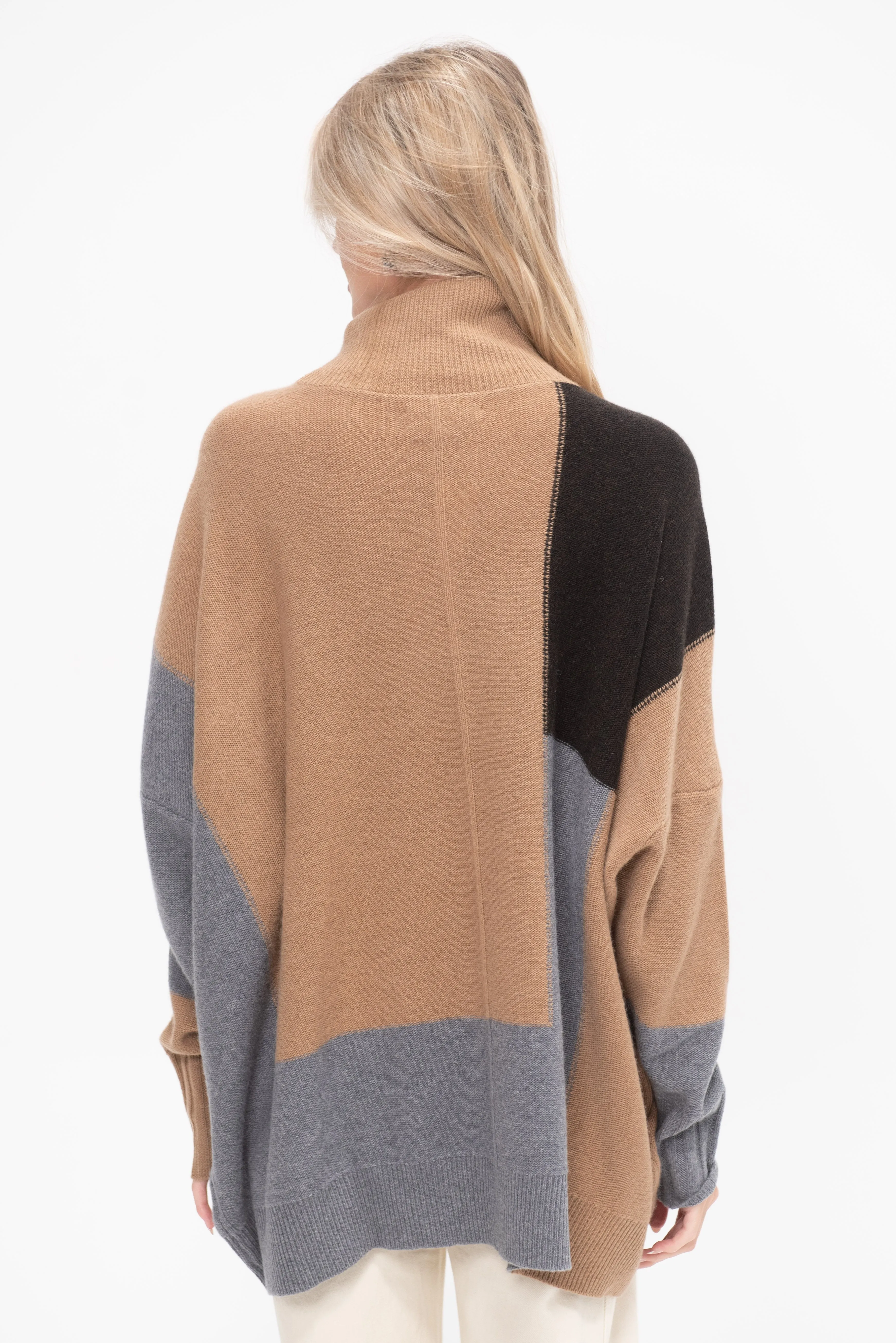 Oversized Turtleneck, Grey Combo