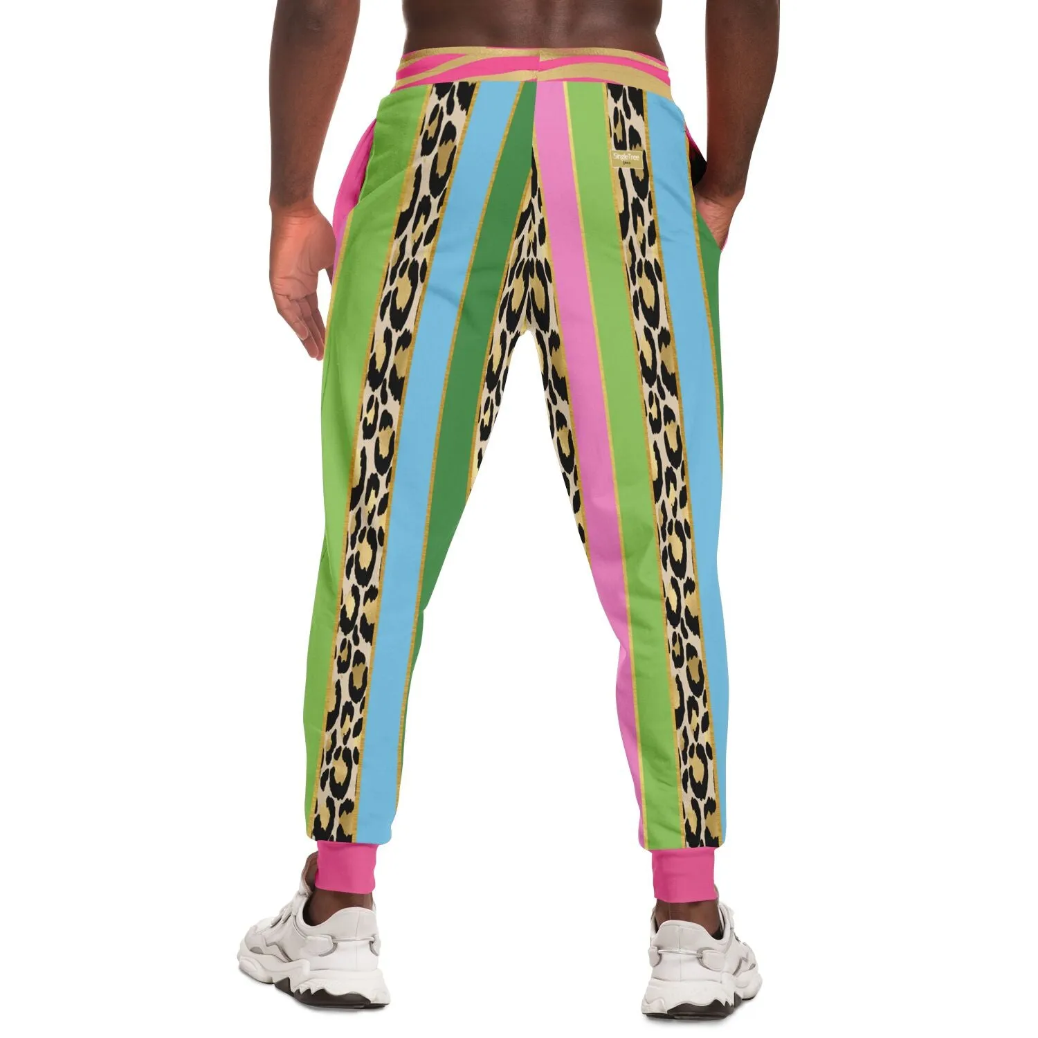 Pink Pouffe Cheetah Stripe Eco-Poly Unisex Joggers
