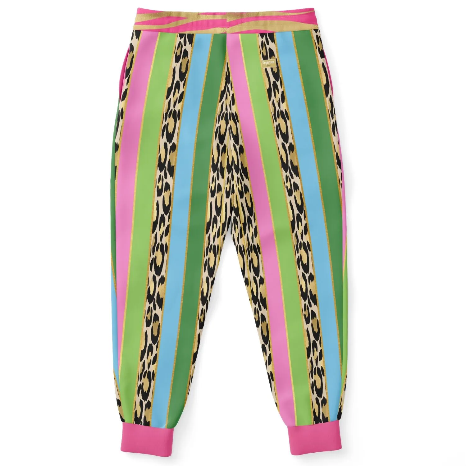 Pink Pouffe Cheetah Stripe Eco-Poly Unisex Joggers