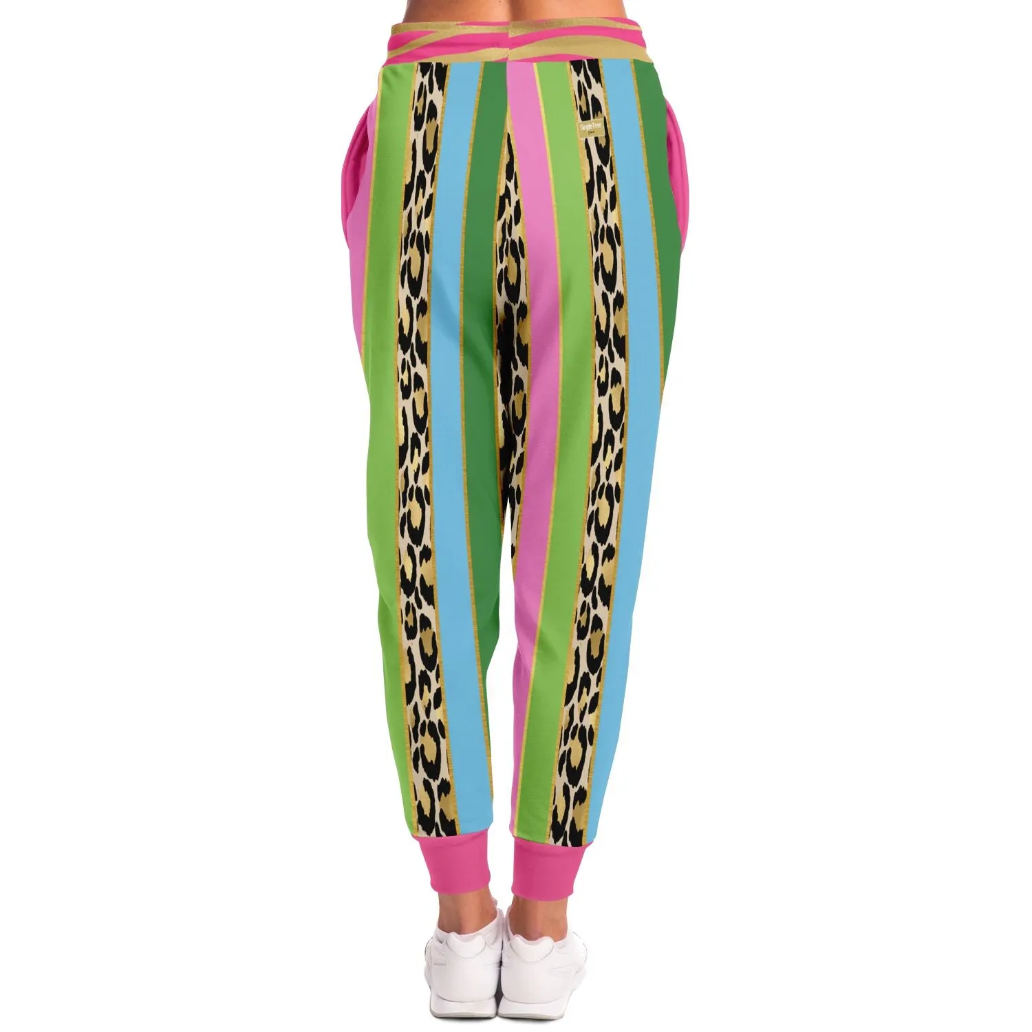 Pink Pouffe Cheetah Stripe Eco-Poly Unisex Joggers