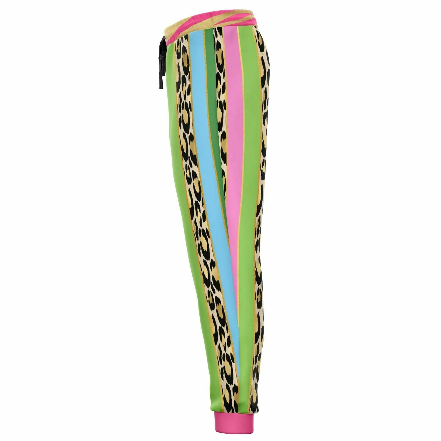 Pink Pouffe Cheetah Stripe Eco-Poly Unisex Joggers