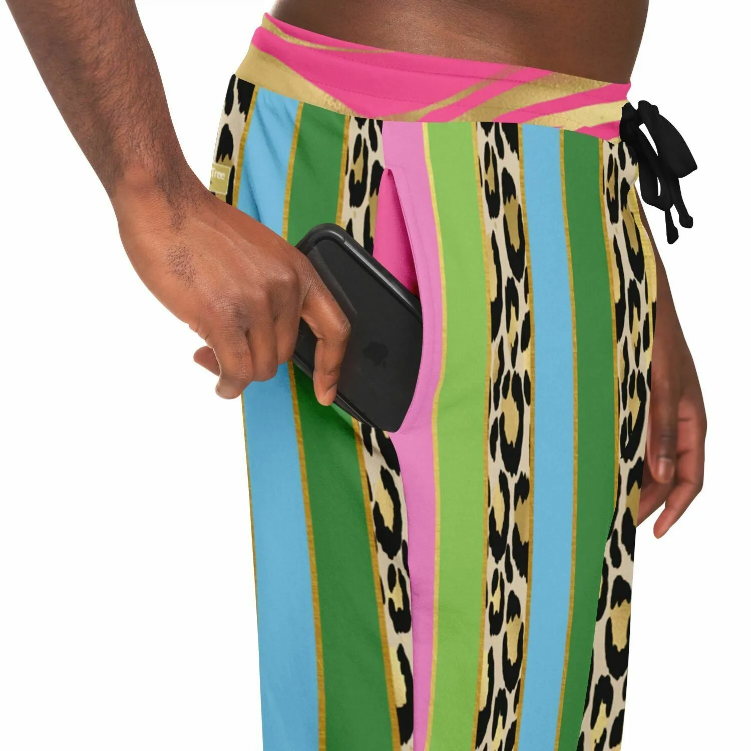 Pink Pouffe Cheetah Stripe Eco-Poly Unisex Joggers
