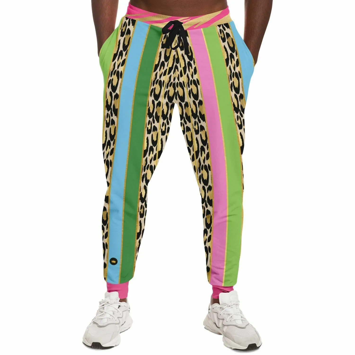 Pink Pouffe Cheetah Stripe Eco-Poly Unisex Joggers