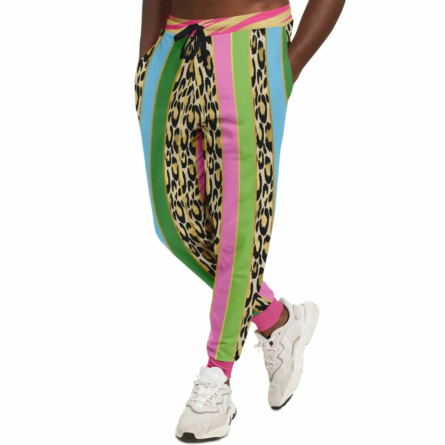 Pink Pouffe Cheetah Stripe Eco-Poly Unisex Joggers