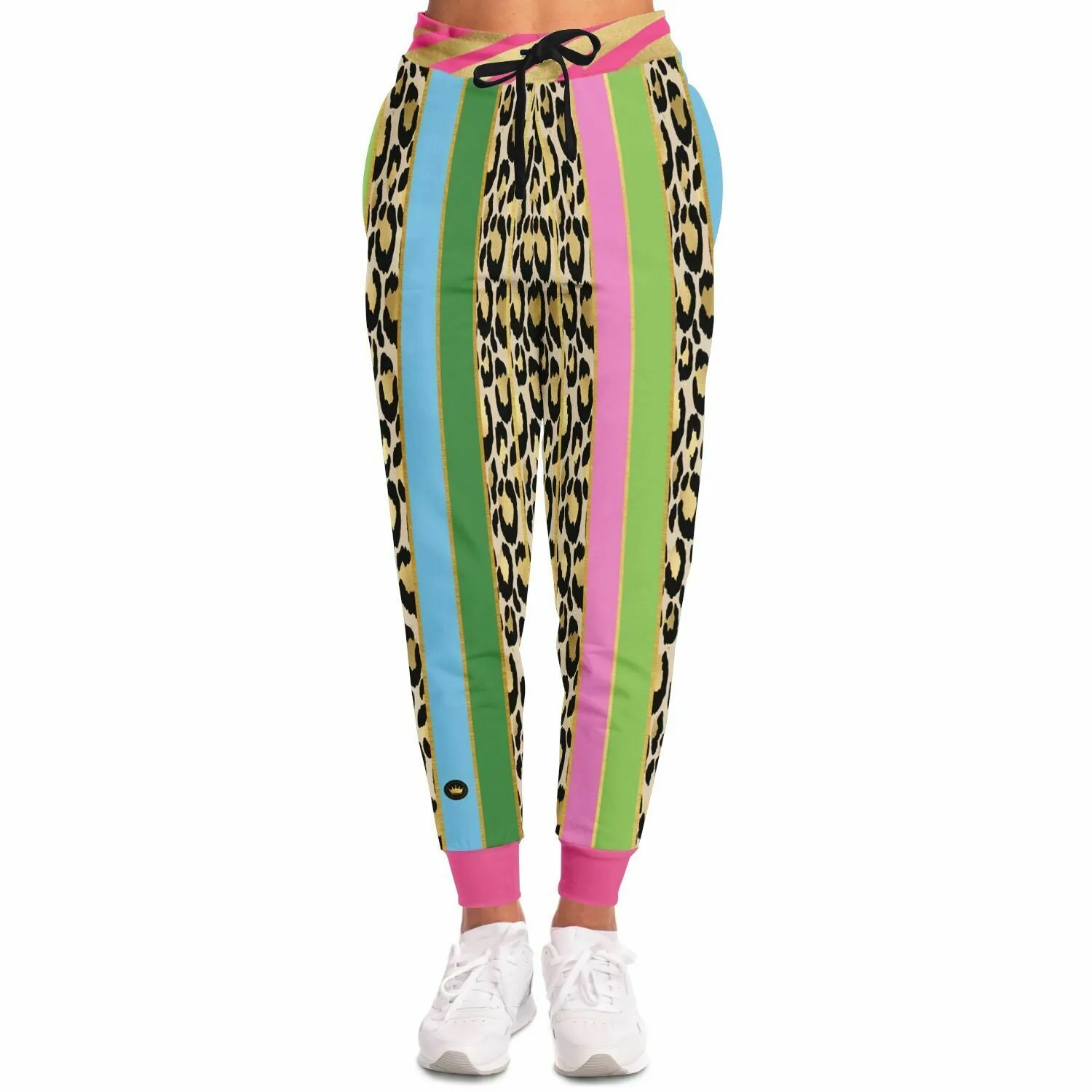 Pink Pouffe Cheetah Stripe Eco-Poly Unisex Joggers