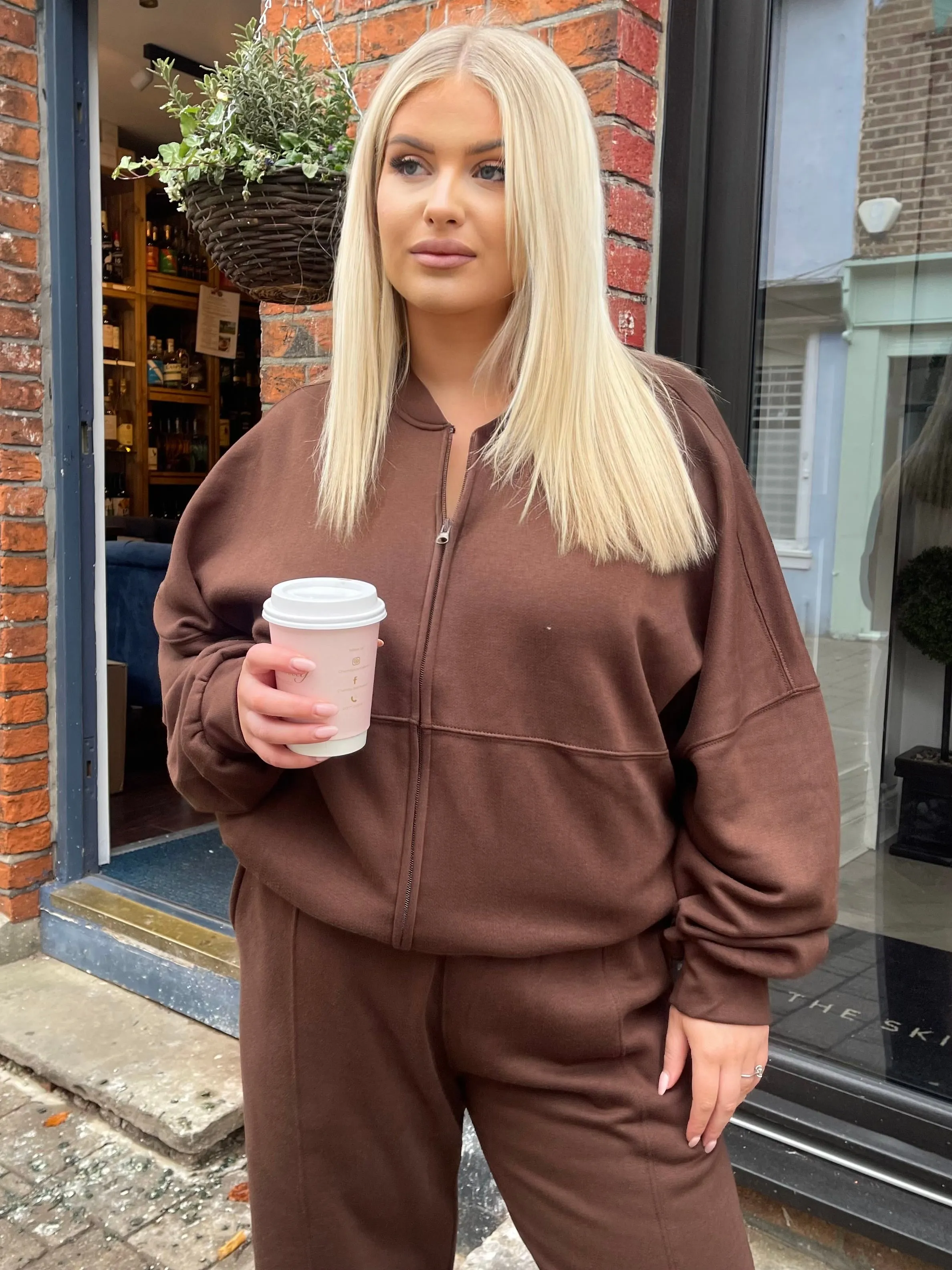 Piper Curve Chocolate Cropped Jacket Tracksuit