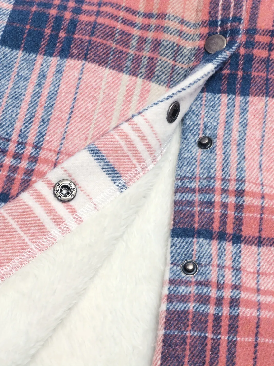 Plaid Snap Down Long Sleeve Hooded Shacket