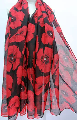 Poppy Scarf Black/Red