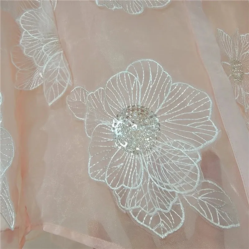 Pre Order:  Sequined 3D Flower Micro Transparent Thin Blouse