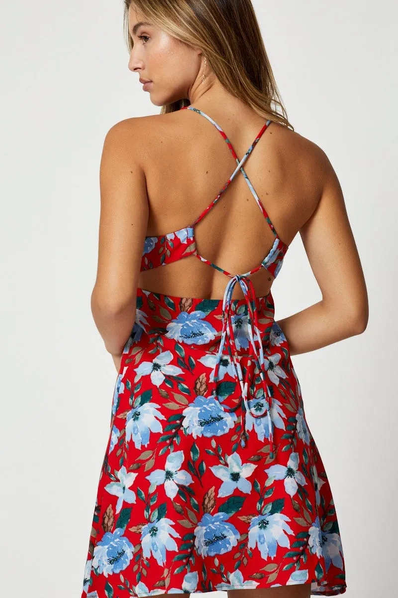 Print Keyhole Skater Dress