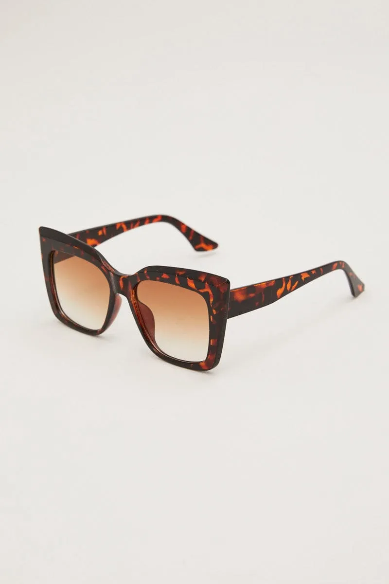 Print Square Cat-Eye Tinted Sunglasses