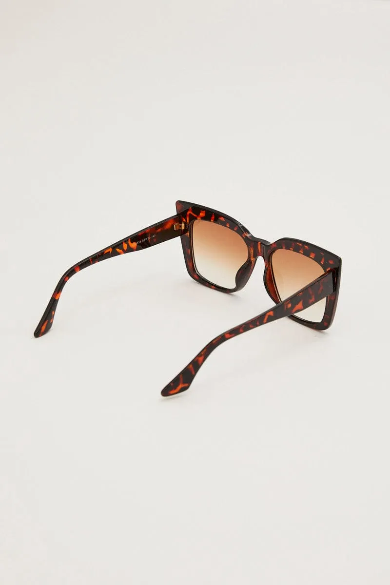 Print Square Cat-Eye Tinted Sunglasses