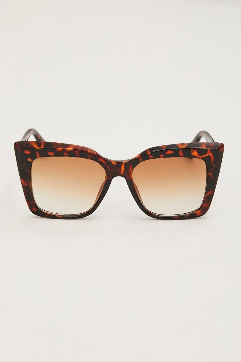 Print Square Cat-Eye Tinted Sunglasses