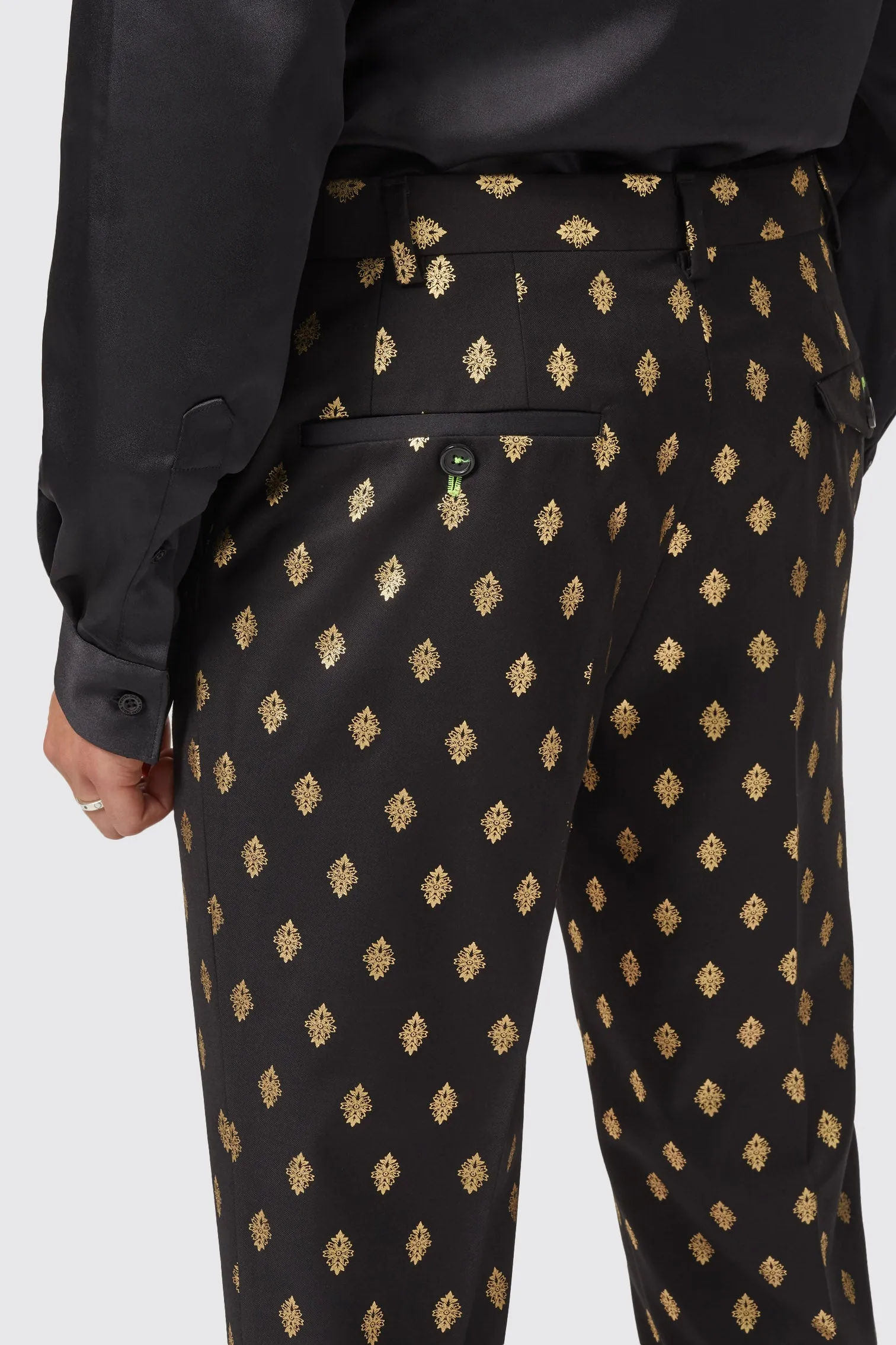 Puccini Slim Fit Black and Gold Trouser - ARCHIVE