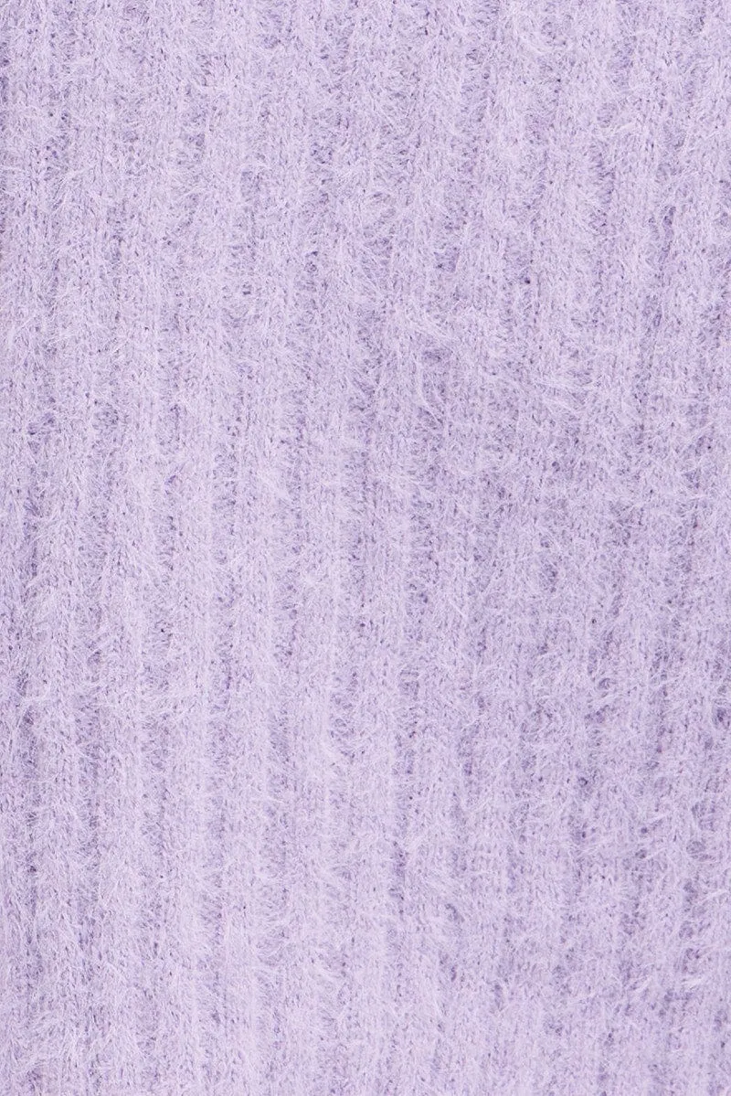 Purple Crop Knit Cardigan V Neck