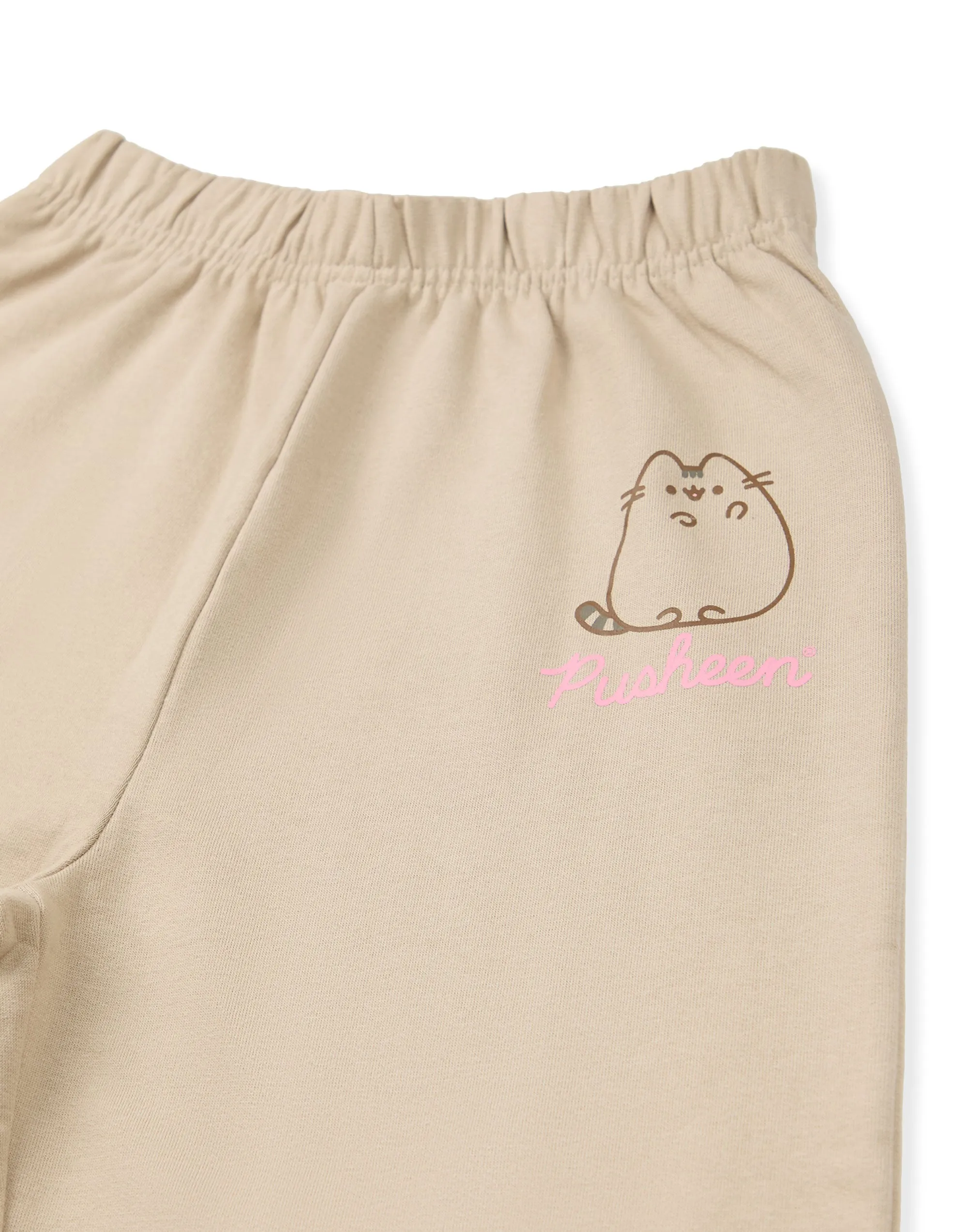 Pusheen Face Girls Beige Sweatshirt and Joggers Set
