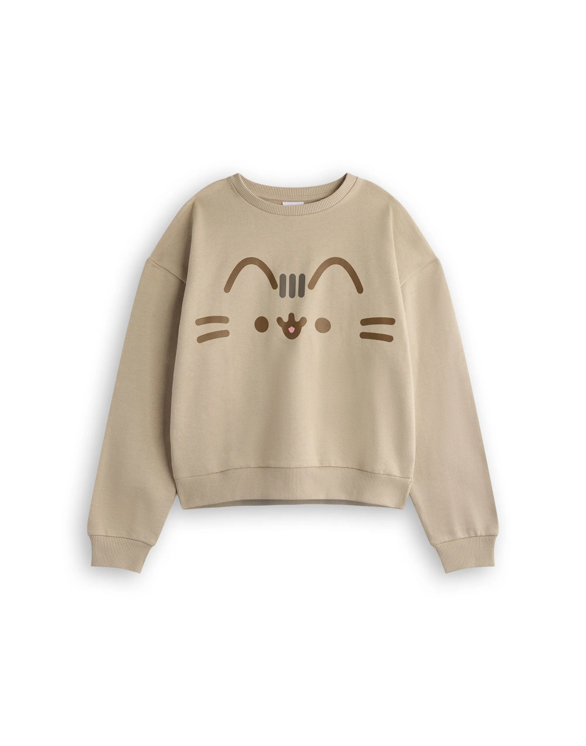 Pusheen Face Girls Beige Sweatshirt and Joggers Set