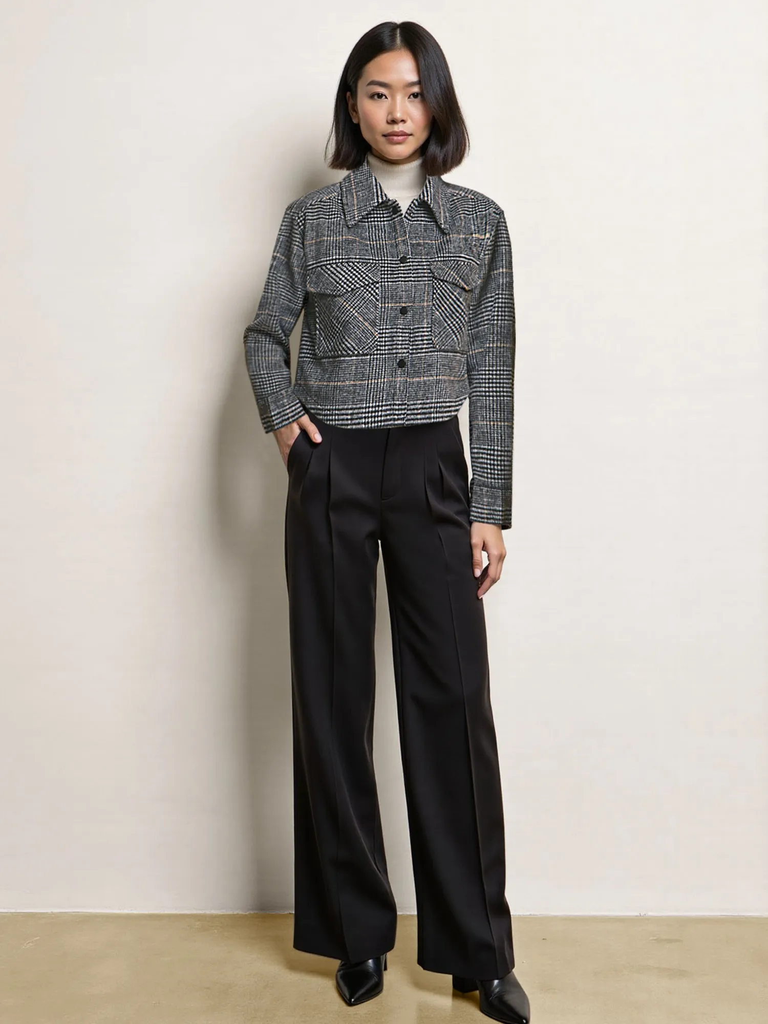 Rendy Cropped Plaid Shacket