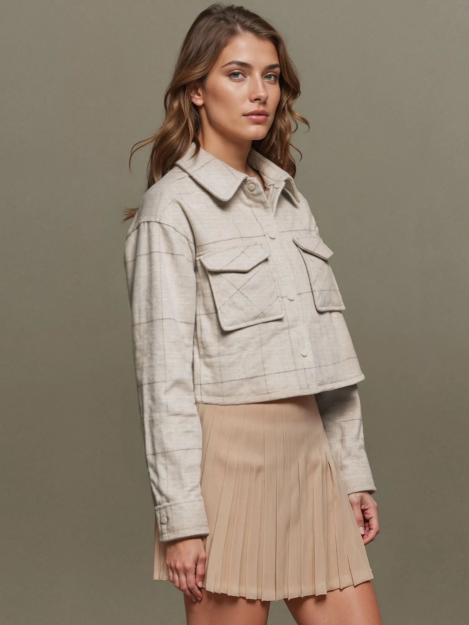 Rendy Cropped Plaid Shacket