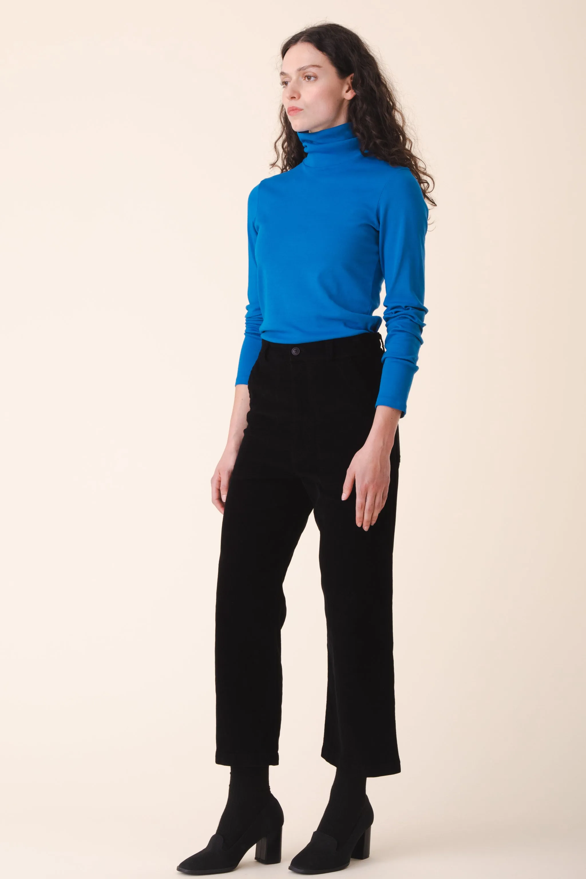 Rib Turtleneck in French Blue