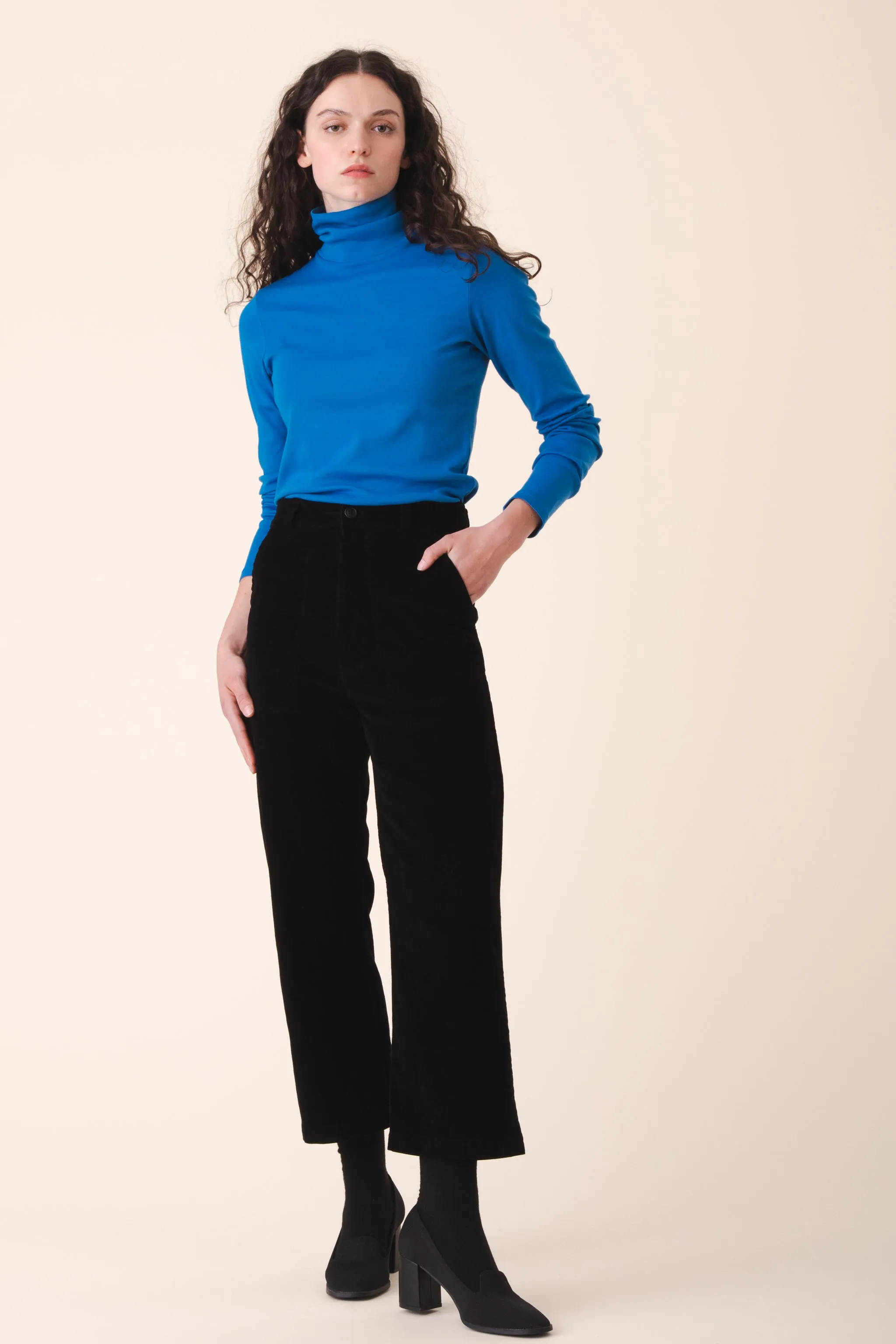 Rib Turtleneck in French Blue