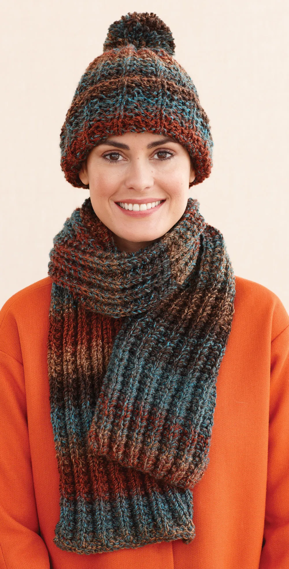 Rustic Ribbed Hat and Scarf Pattern (Knit) - Version 4