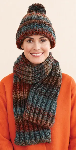Rustic Ribbed Hat and Scarf Pattern (Knit) - Version 4