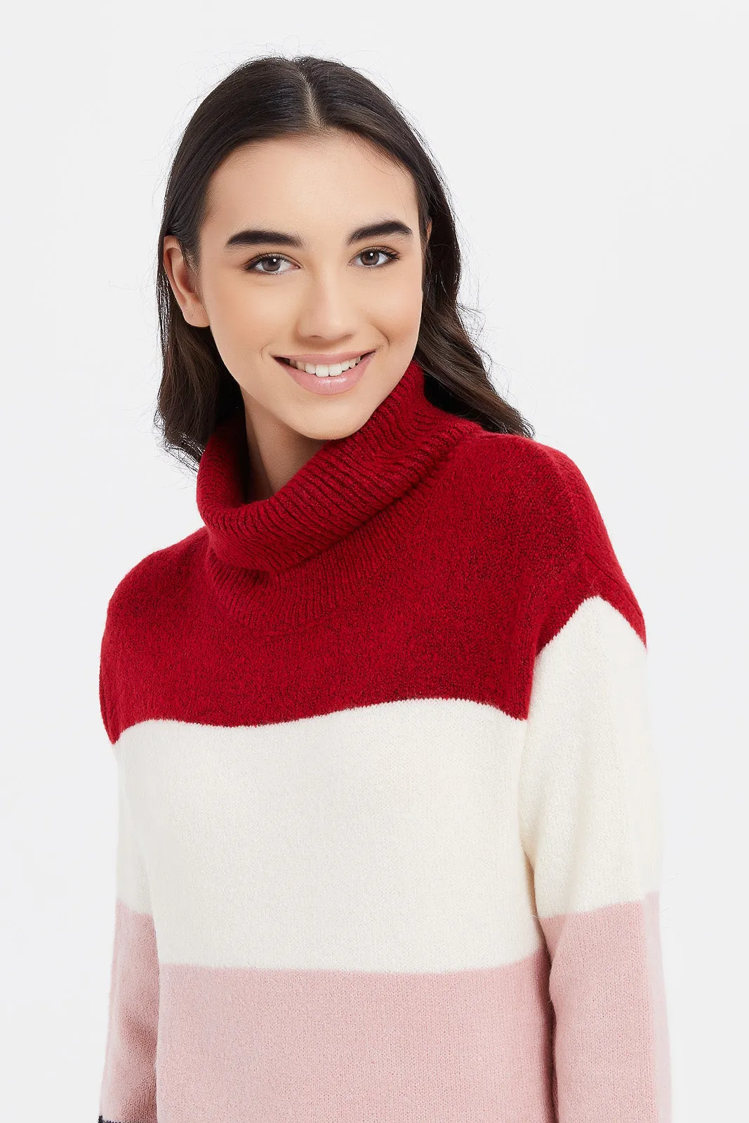 Senior Girls Assorted Striped High neck Pullover