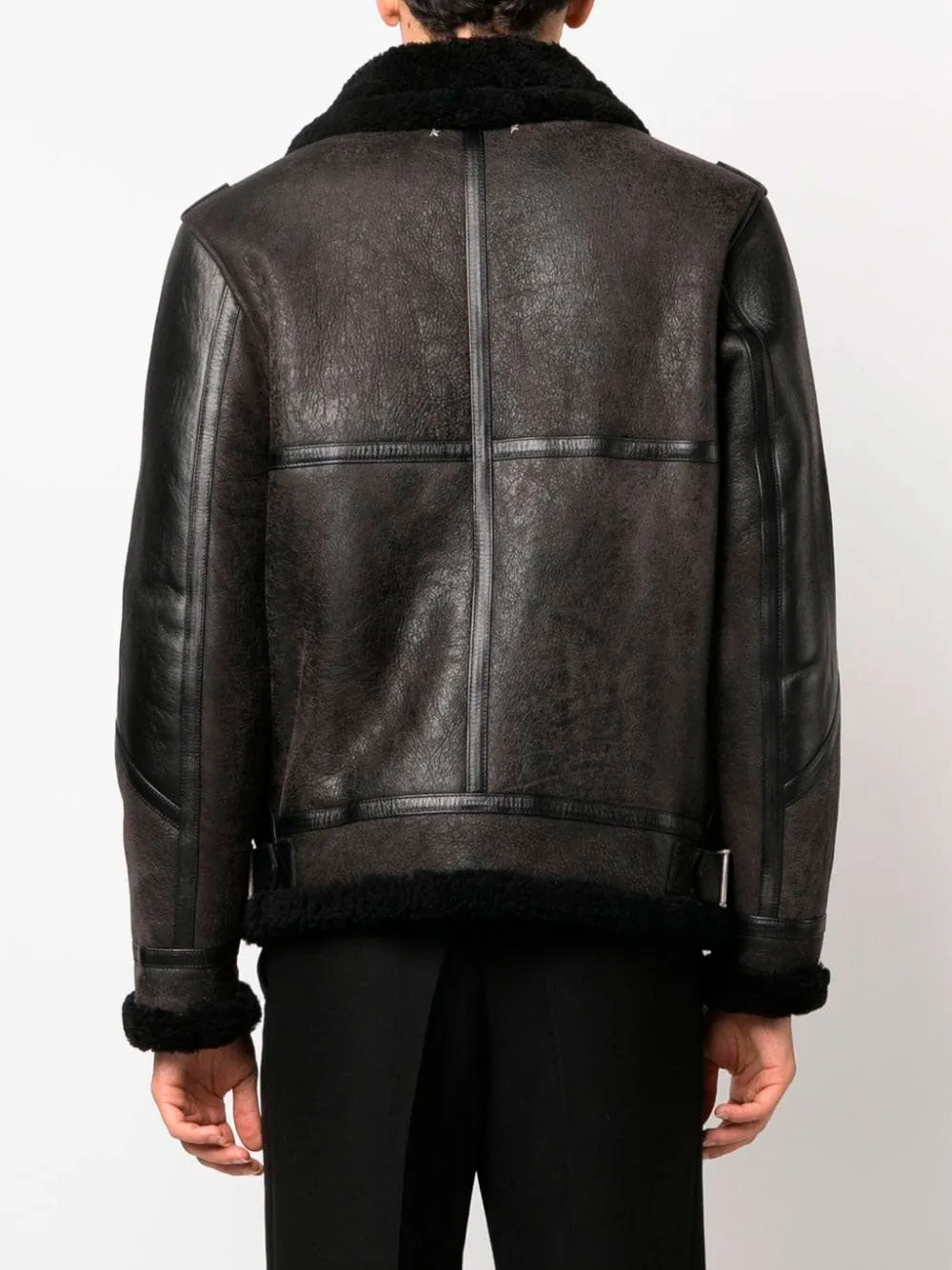 Shearling collar leather jacket