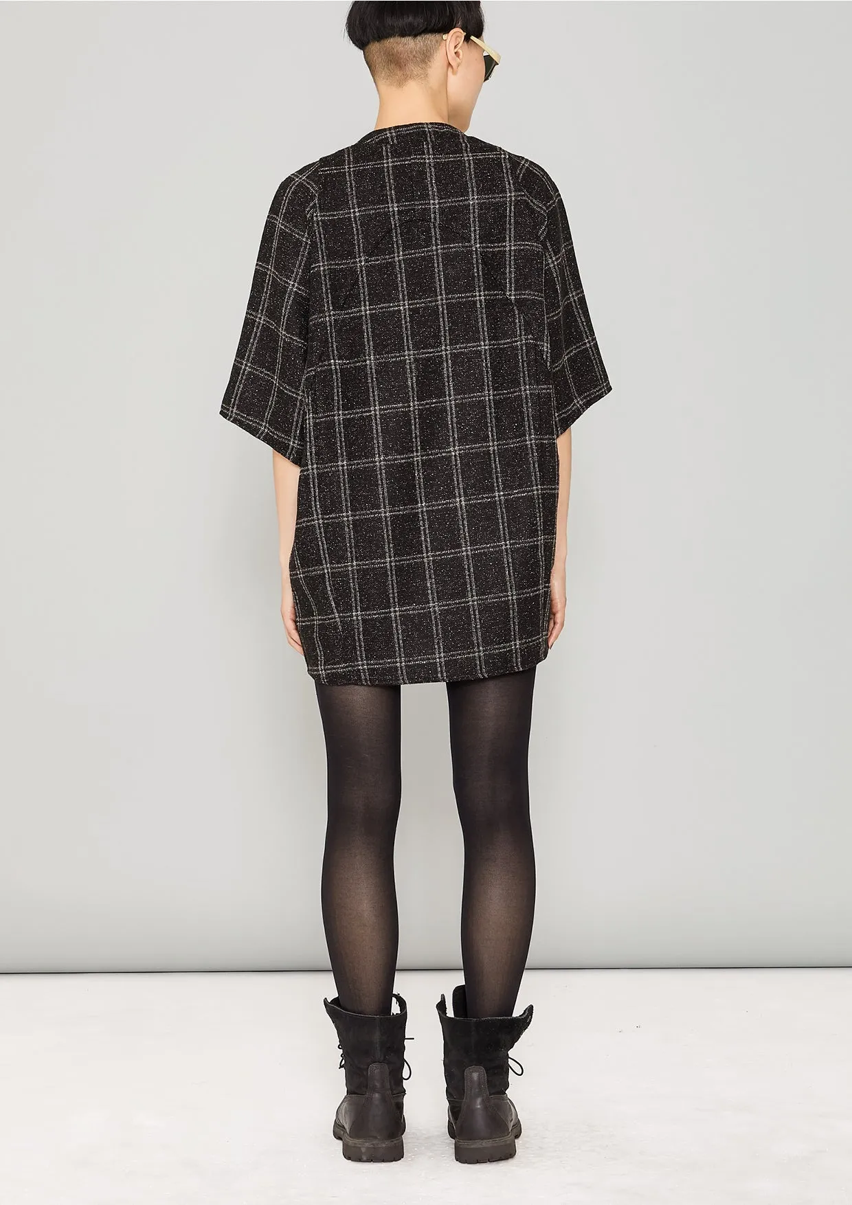 SHIRT V-COLLAR - TWEED black/white