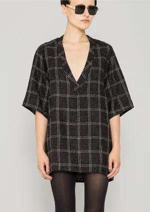 SHIRT V-COLLAR - TWEED black/white