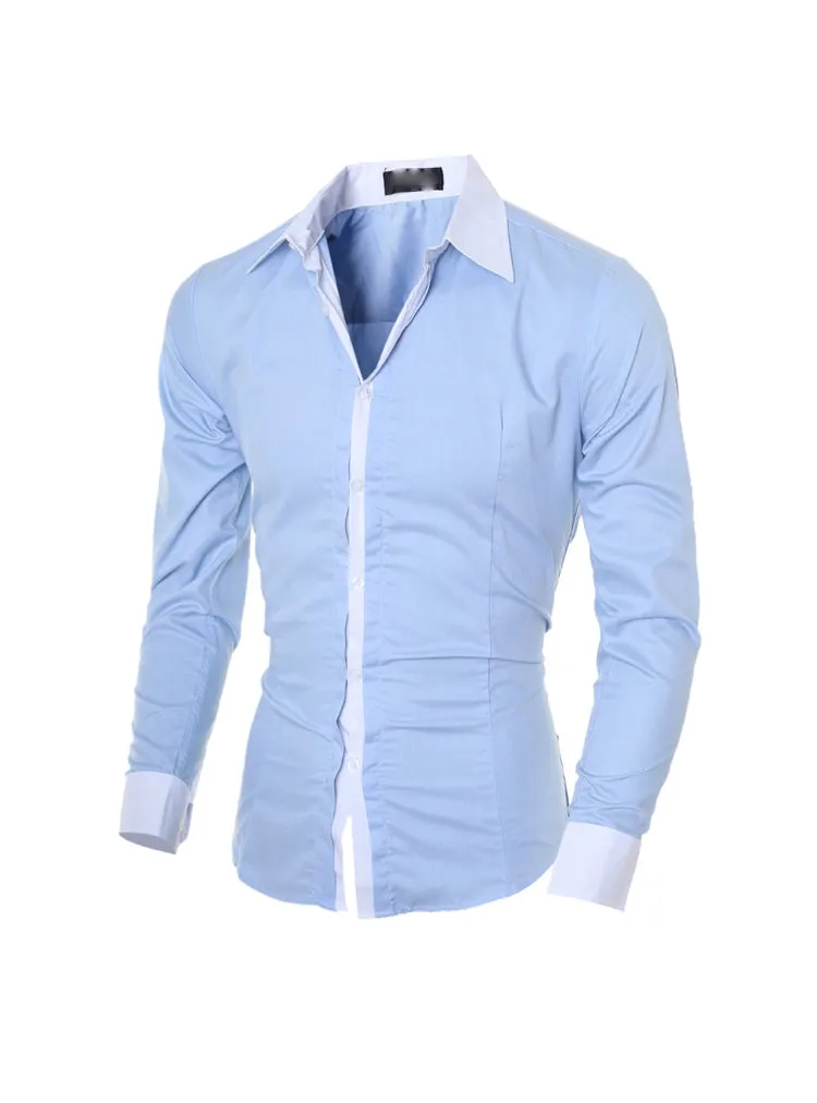Shirts for Men Fashion Casual Stitching Slim Fit Designer