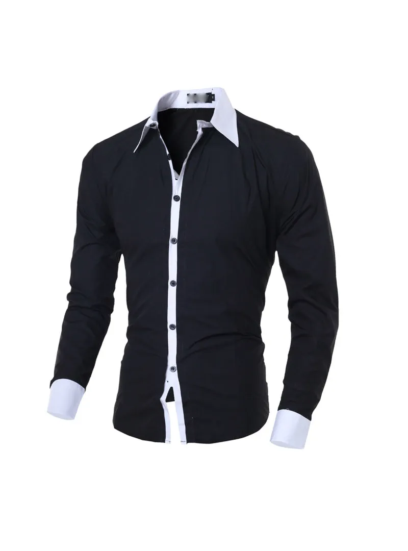 Shirts for Men Fashion Casual Stitching Slim Fit Designer