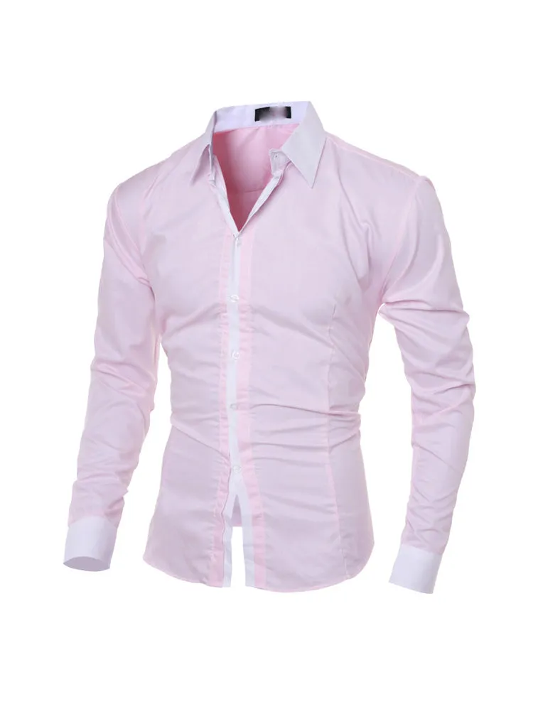 Shirts for Men Fashion Casual Stitching Slim Fit Designer