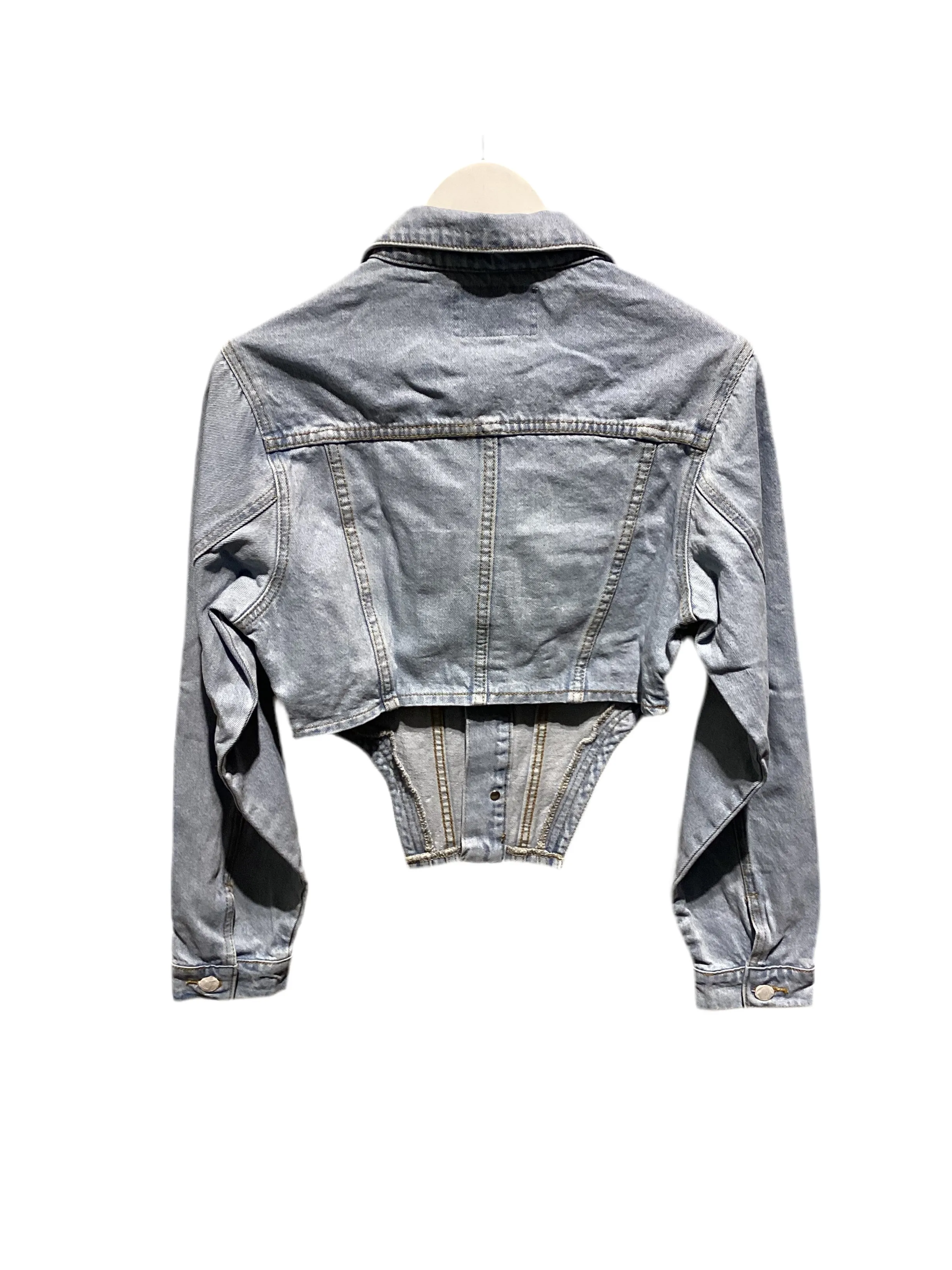 Signature 8 cropped denim corset jacket