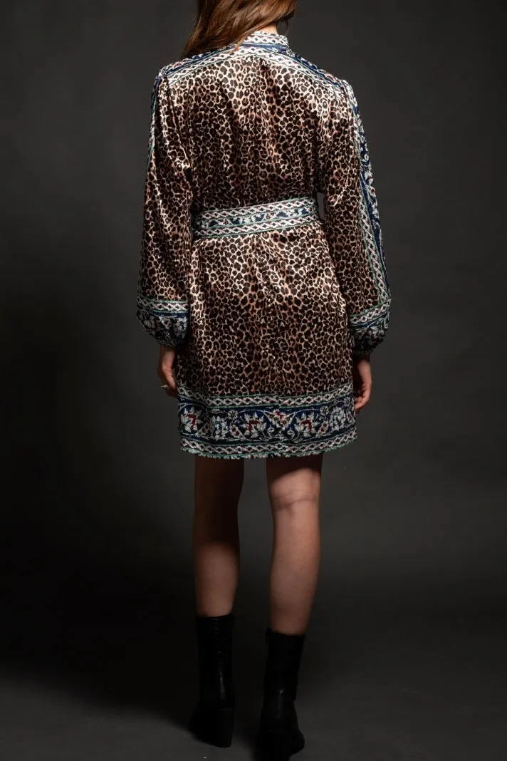SILKY SHORT DRESS "ANIMISM" MULTICOLOR