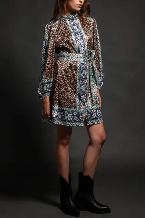 SILKY SHORT DRESS "ANIMISM" MULTICOLOR