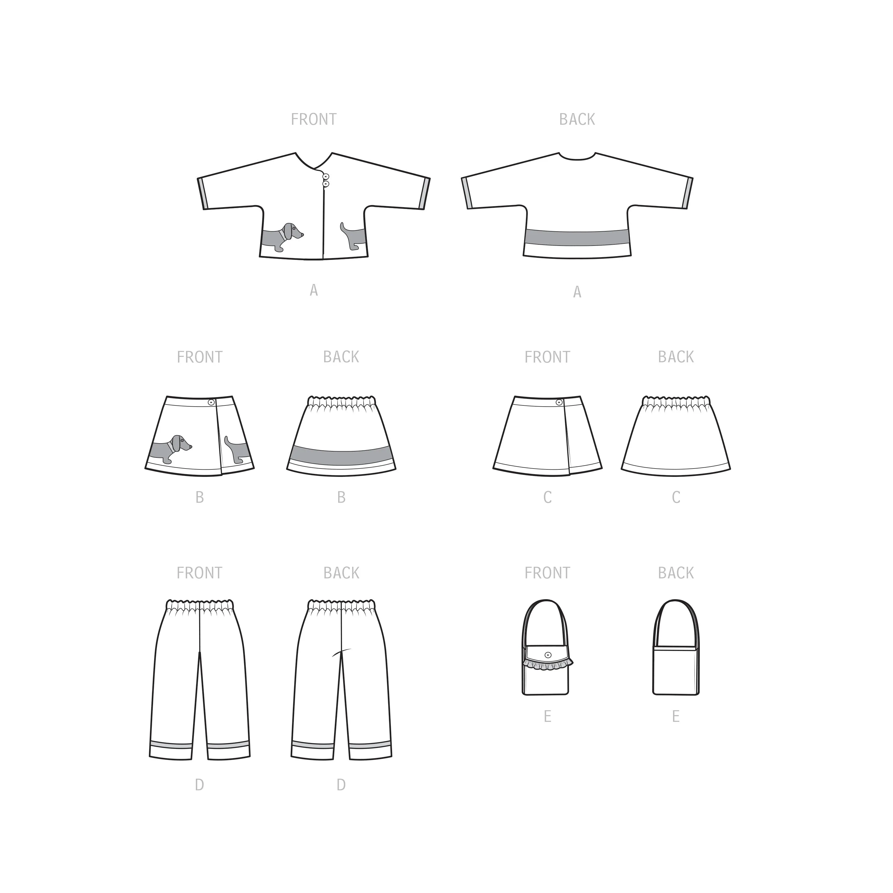 Simplicity Sewing Pattern 9504 Childrens Jacket, Skirt, Cropped Pants and Purse