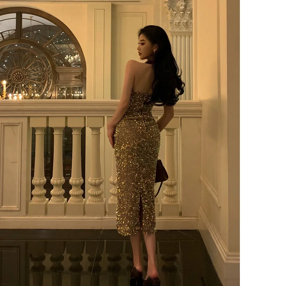 Socialite Slimming French Sexy Sequined Dress