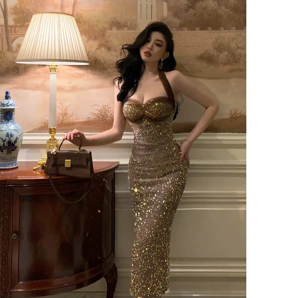 Socialite Slimming French Sexy Sequined Dress