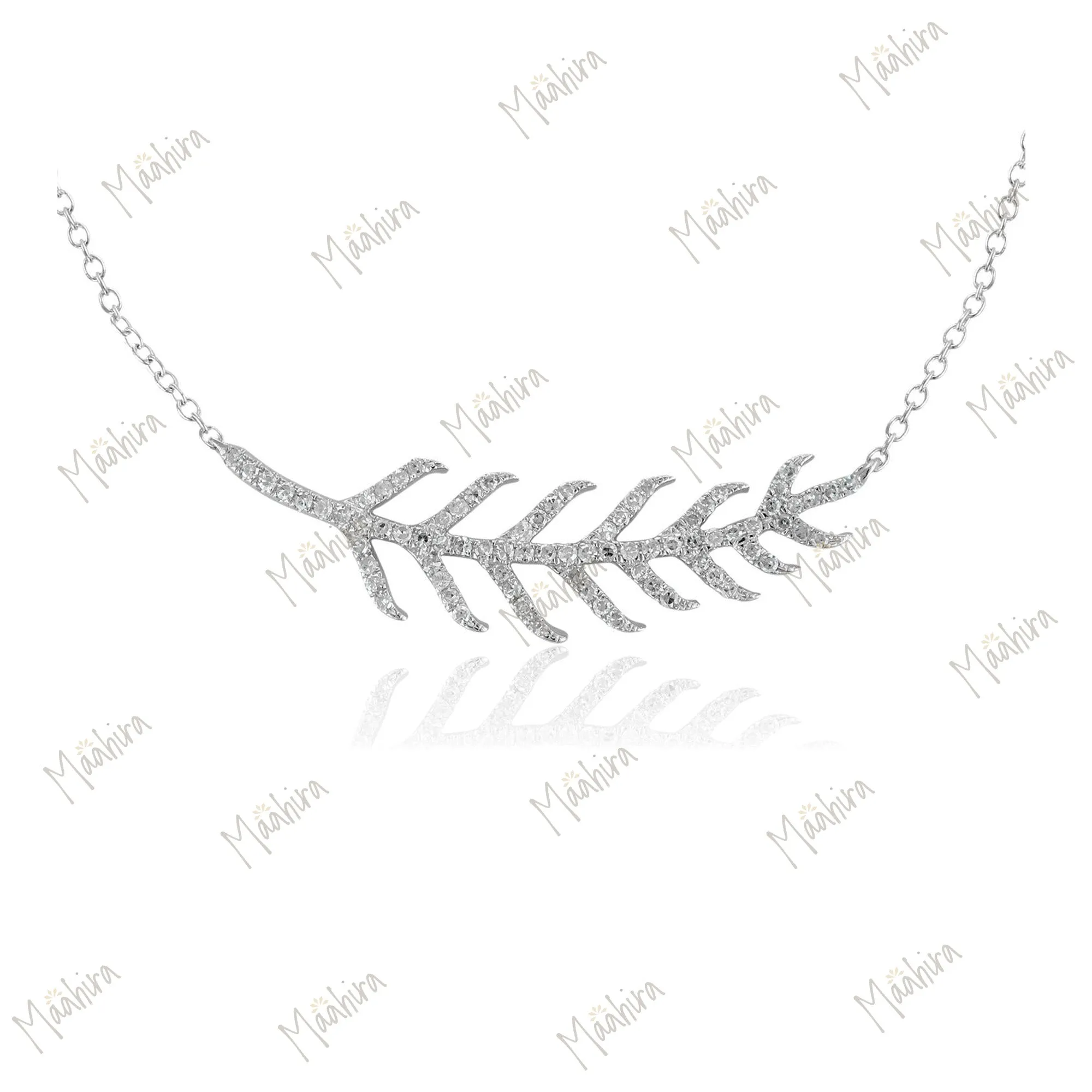 Sparkling Feather Diamond Necklace