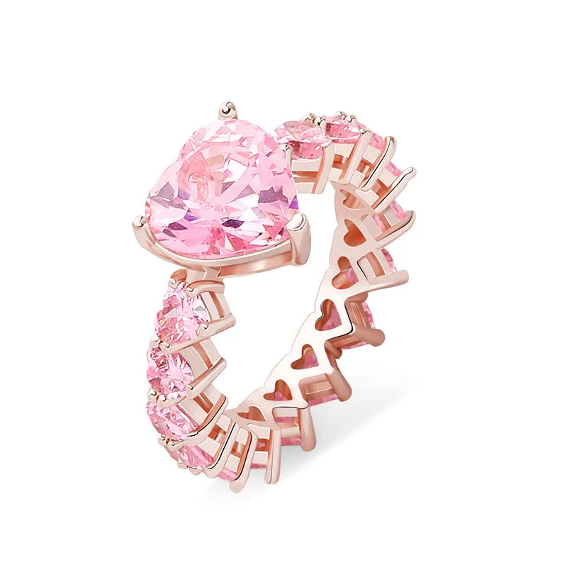 Sparkling Love Heart Gold Ring