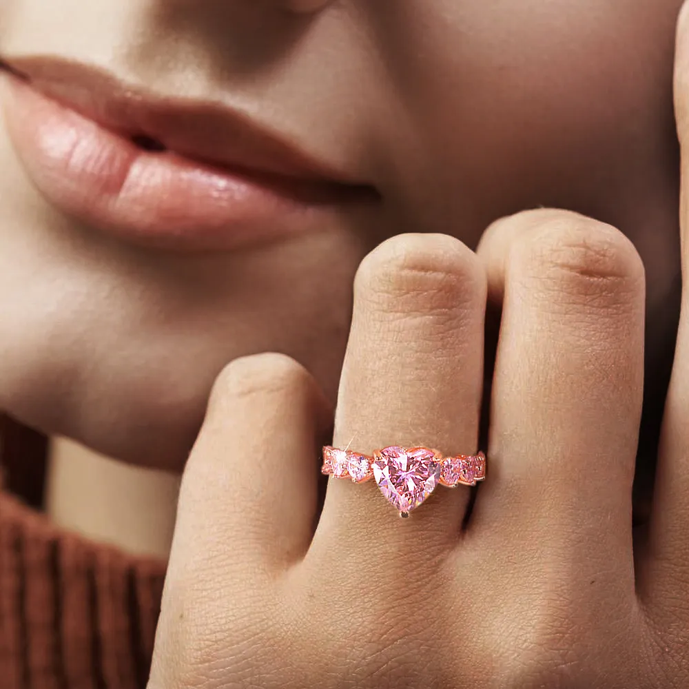 Sparkling Love Heart Gold Ring
