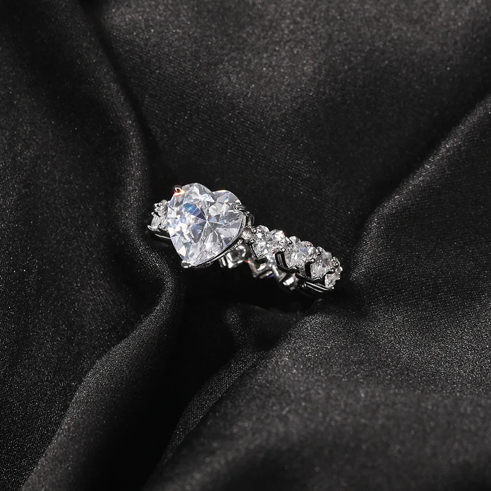 Sparkling Love Heart Gold Ring