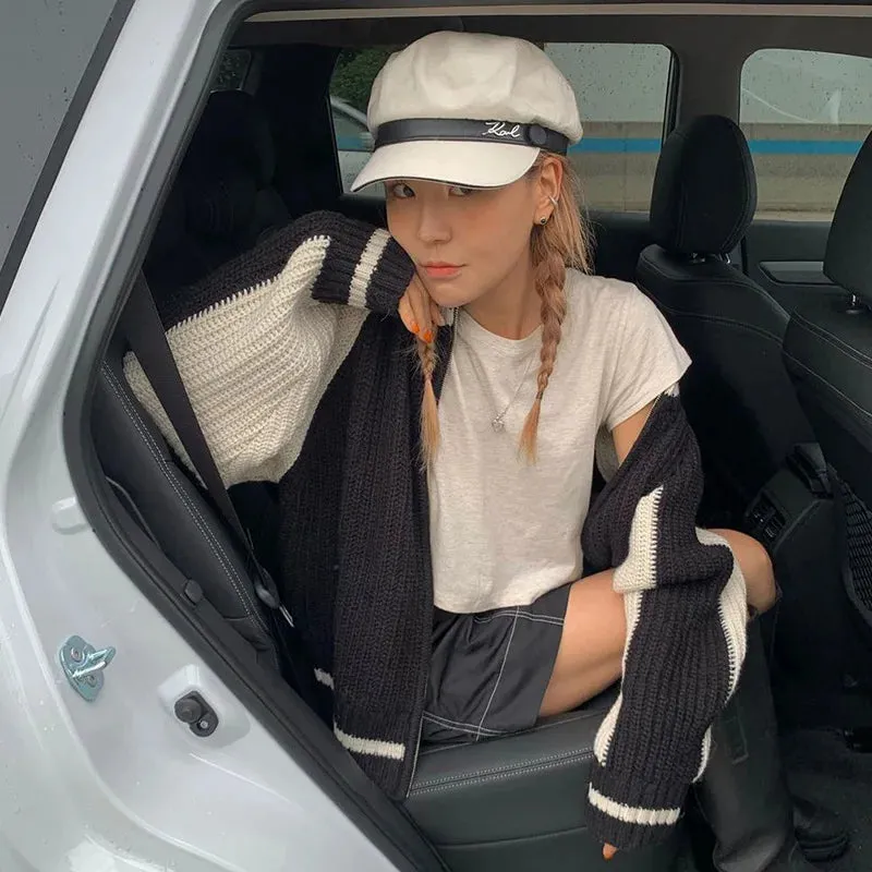 TAVIMART  -  Knit Coats For Women Sweater Cardigans Baseball Jacket Women Winter Jacket Autumn Clothes Gyaru Fashion Japanese y2k Harajuku