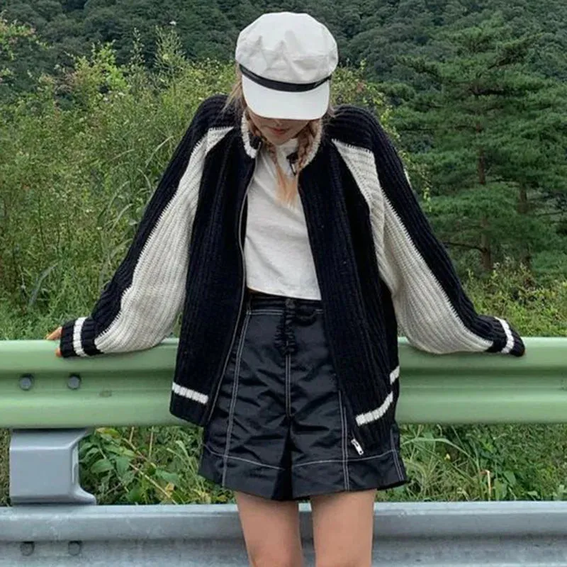 TAVIMART  -  Knit Coats For Women Sweater Cardigans Baseball Jacket Women Winter Jacket Autumn Clothes Gyaru Fashion Japanese y2k Harajuku