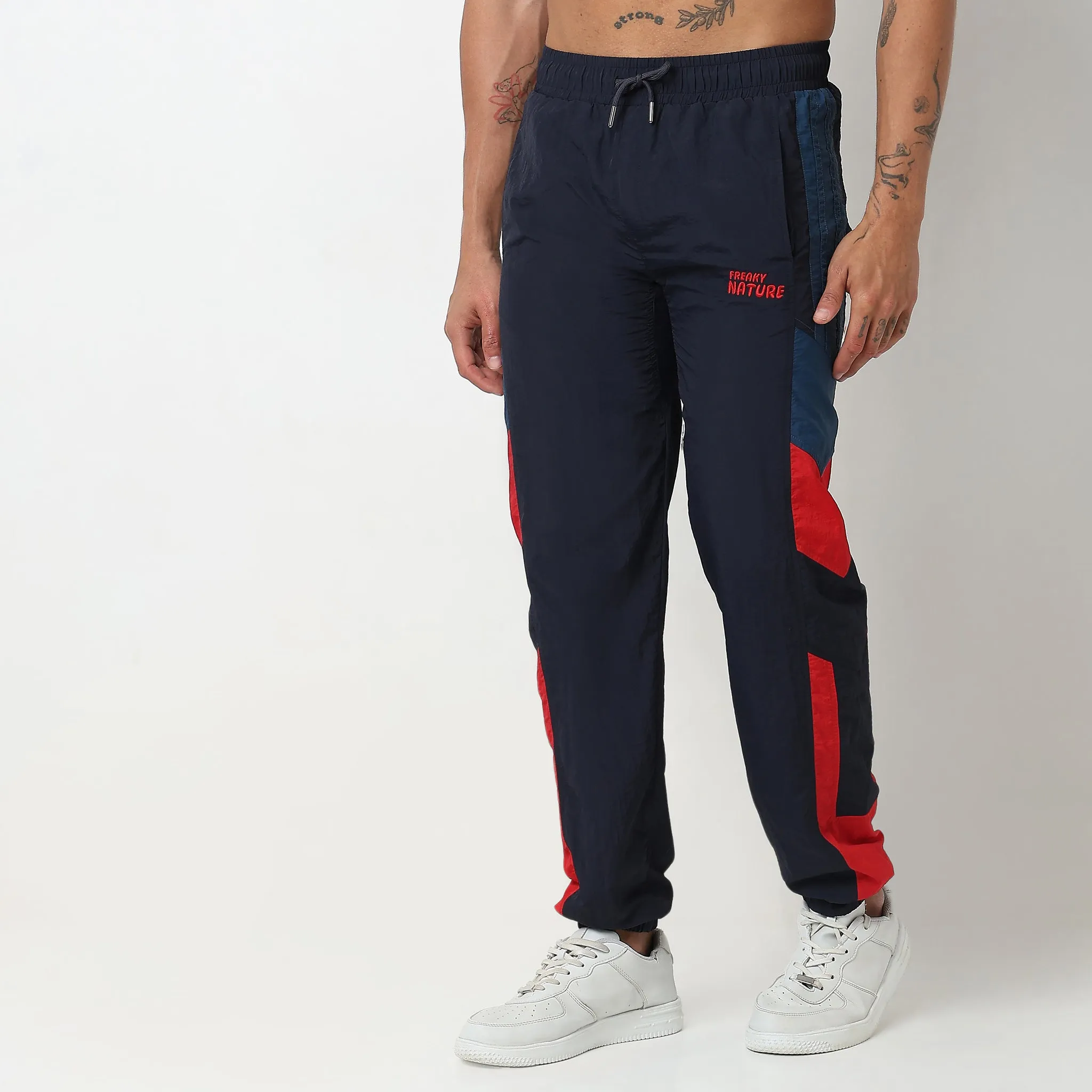 Tropadelic™ Joggers - Polyamide Trendy Joggers with Block Patch - Mid Rise